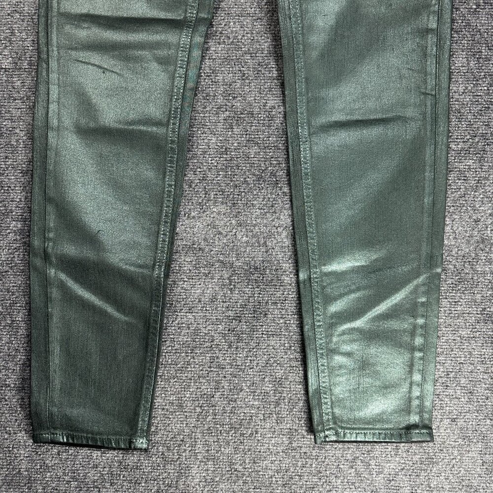 Just Cavalli  Jeans Womens 30 Green Waxy Skinny Cotton Stretch Pockets Zip Fly - Picture 2 of 9